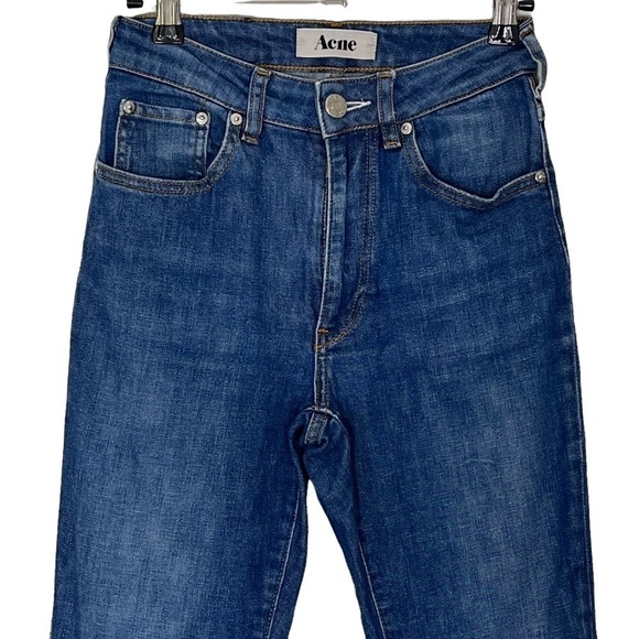 Acne Studios Needle Marine High Rise Jeans Women’s Size 26 Blue Cotton Blend - Picture 3 of 15